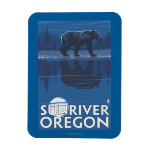 Bär im Mondschein - Sun-Fluss, Oregon Magnet