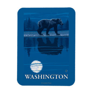 Bär im Mondschein - Washington Magnet