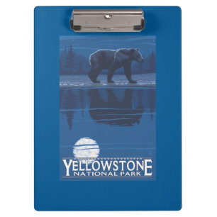 Bär im Mondschein - Yellowstone Nationalpark Klemmbrett