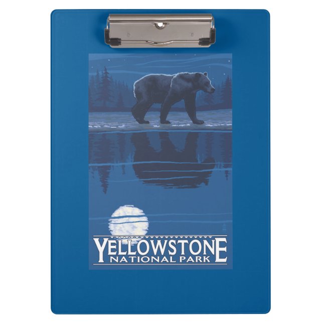 Bär im Mondschein - Yellowstone Nationalpark Klemmbrett (Vorderseite)