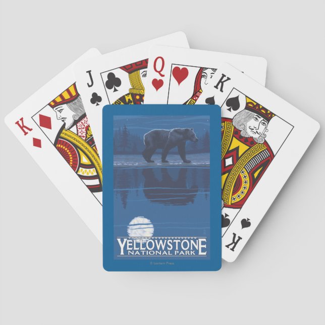 Bär im Mondschein - Yellowstone Nationalpark Spielkarten (Rückseite)