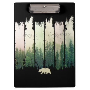 Bär im Wald Natur Bäume Landschaft Klemmbrett