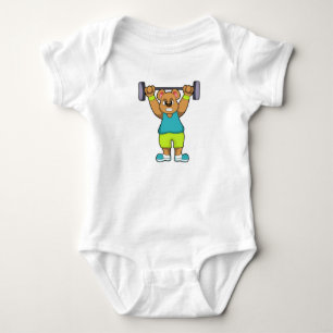 Bär in Bodybuilding mit Barbell Baby Strampler