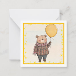 Bär in Brown Kariert Sweater mit Yellow Balloon Mitteilungskarte