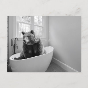 Bär in der Badewanne Schaumbad   Postkarte