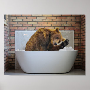 Bär in der Badewanne Schaumbad Tier Poster