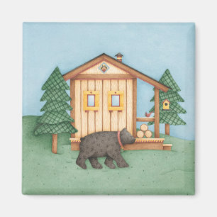 Bär in der Hütte Magnet