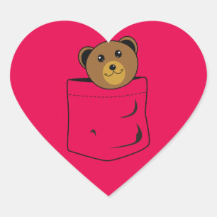 Bär in der Tasche Herz-Aufkleber