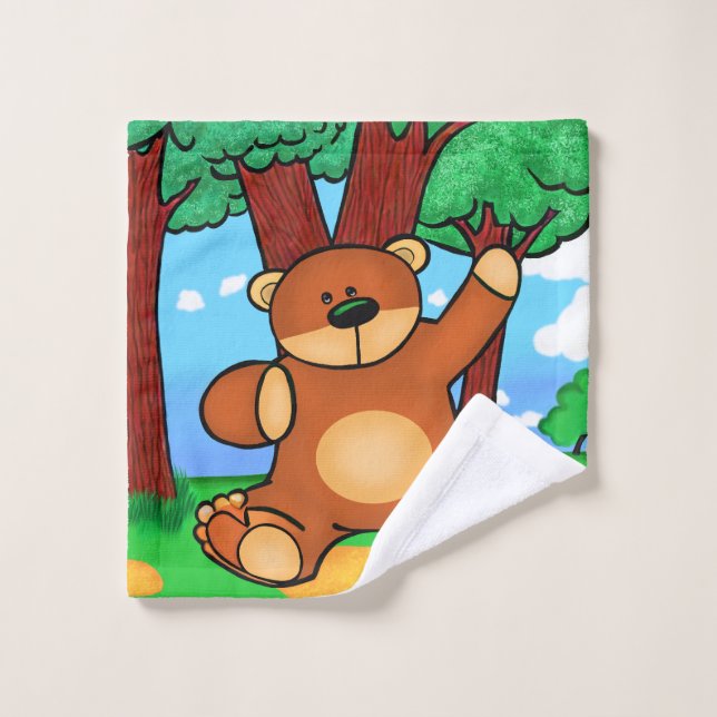 Bär in der Wiese - Bear in grassland Waschlappen (Waschlappen)