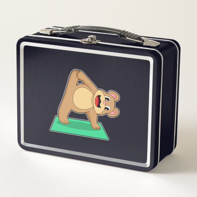 Bär in der Yoga-Fitness Metall Brotdose (Vorderseite)