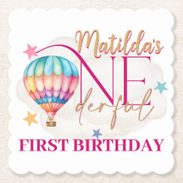 Bär in einem Ballon Scalloped Square Untersetzer