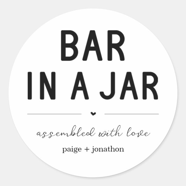 Bar in einem Jar Geschenketikett Runder Aufkleber (Vorderseite)