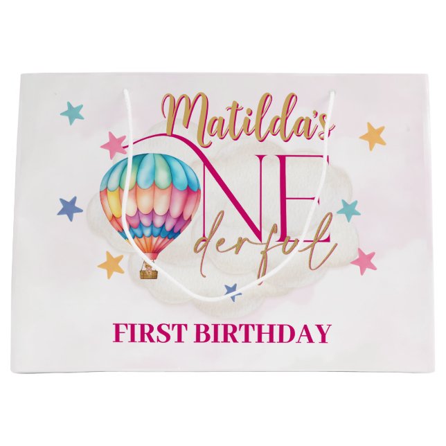 Bär in einem rosa Ballon Große Geschenktasche Große Geschenktüte (Vorderseite)
