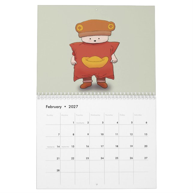 Bär-in-Hut 2017 Kalender (Feb 2027)