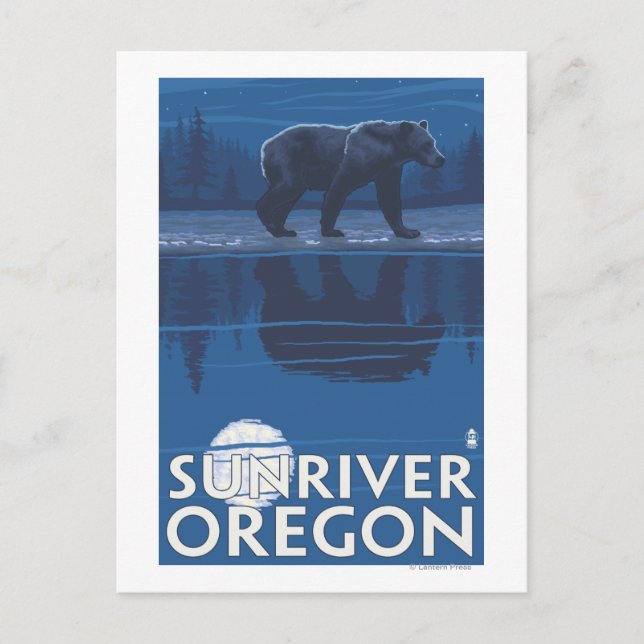 Bär in Mondlicht - Sun River, Oregon Postkarte (Vorderseite)