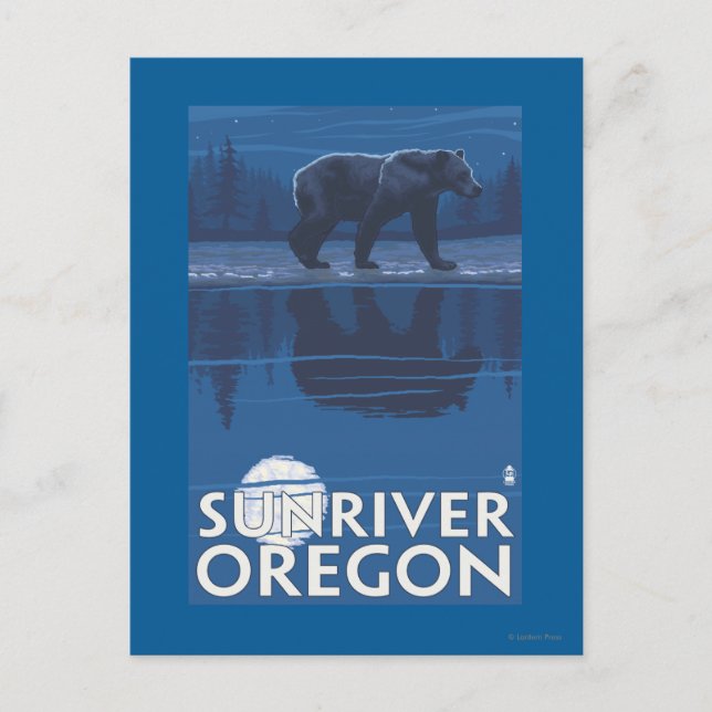 Bär in Mondlicht - Sun River, Oregon Postkarte (Vorderseite)