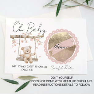 Bär Kirschblüten Baby Shower DIY Kratzkarte Ankündigungspostkarte