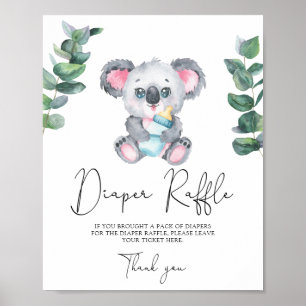 Bär Koala Windel Tombola Poster