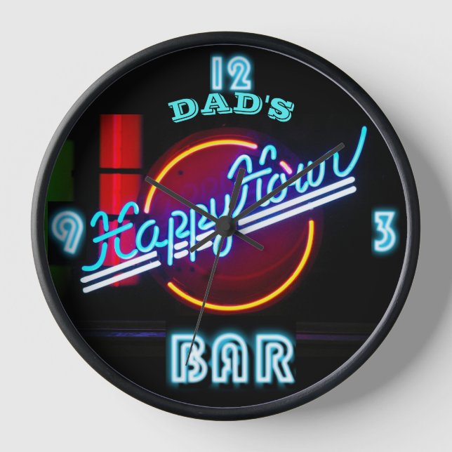 BAR, MANCAVE, DEN - Neon Clock für Vater individue Uhr (Vorderseite)