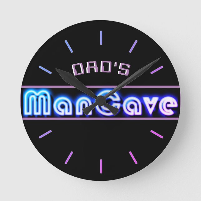 BAR, MANCAVE, DEN - Neon Clock individuell anpassb Runde Wanduhr (Vorderseite)