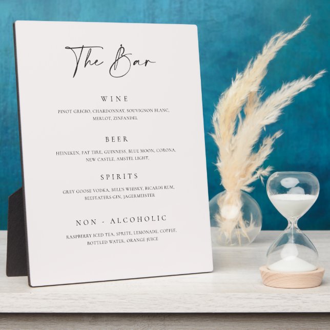 Bar mariage Boire Menu Réception Plaque C100 (Côté)