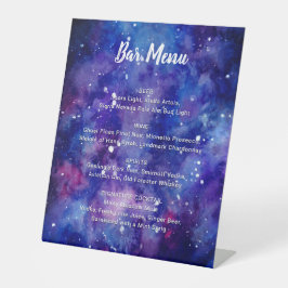 Bar Menu Aquarellgalaxie Starry Night Wedding Sockelschild