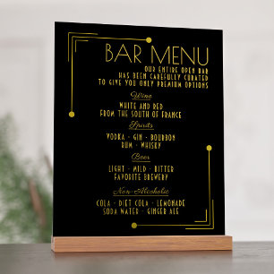 Bar Menu Art Déco Boissons Mariages des années 192