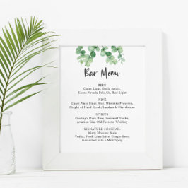 Bar Menu Eukalyptus Wedding Botanische Vegetation Poster
