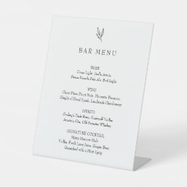 Bar Menu Minimalist Botanical Wedding Drinks List Sockelschild