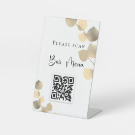 Bar menu QR code eucalyptus golden Sockelschild