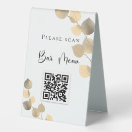Bar menu QR code eucalyptus golden Tischaufsteller