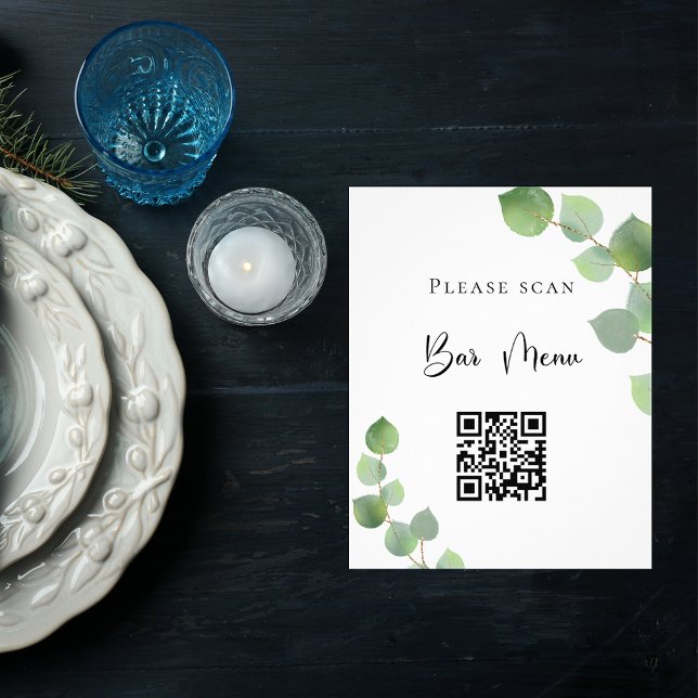 Bar menu QR Code Eukalyptus grün Flyer (Von Creator hochgeladen)
