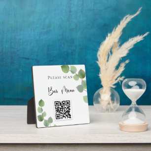 Bar menu QR Code Eukalyptus grün Fotoplatte