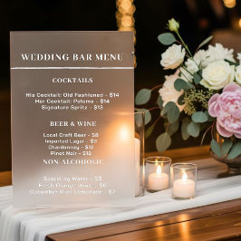 Bar menu sign wedding acrylschild