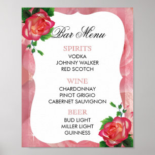 Bar Menu - Viktorianische Dusty-Rose Poster