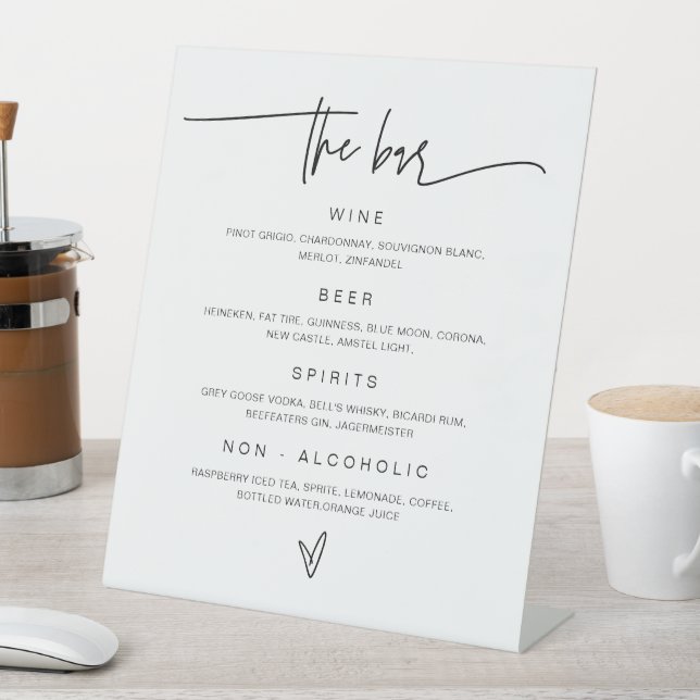 Bar Menu Wedding Drink Empfang Dekoration Sockelschild (In Situ)