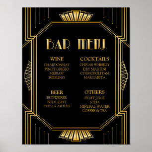 Bar Menu Wedding Sign   Gatsby Art Deco Poster