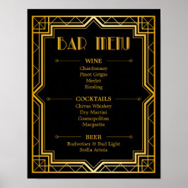 Bar Menu Wedding Sign | Gatsby Art Deco Poster