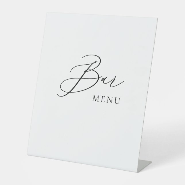 Bar Menu Wedding Sign Minimalist Elegant Script  Sockelschild (Vorderseite)