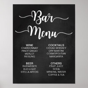 Bar Menu Wedding Sign   Moderne Kalligrafie Poster