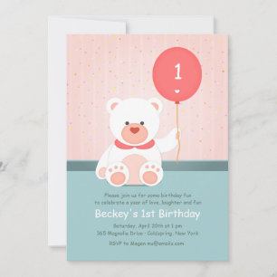 Bär mit Ballon-Einladung Einladung