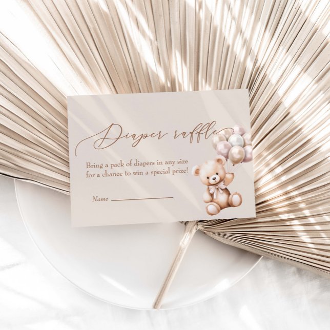 Bär mit Balloons Babydusche Windelwanne Begleitkarte (Von Creator hochgeladen)