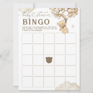 Bär mit Balloons Neutral Baby Shower Game Einladung