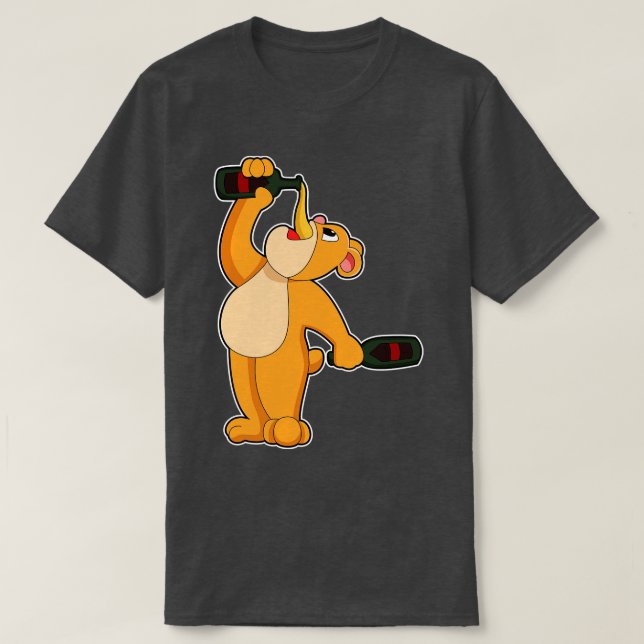 Bär mit Bierflasche T-Shirt (Design vorne)