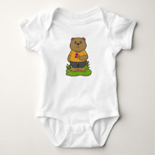 Bär mit Blume Baby Strampler