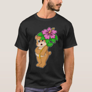 Bär mit Blume Hibiskus T-Shirt