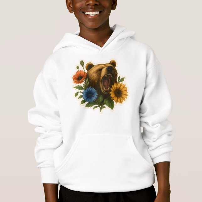 Bär mit Blume Hoodie (Vorderseite)