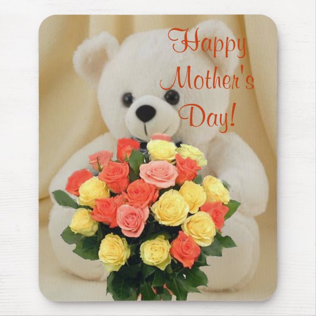 Bär mit Blume Mousepad (Vorne)