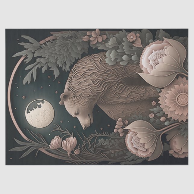Bär mit Blume Seidenpapier (Vorderseite)