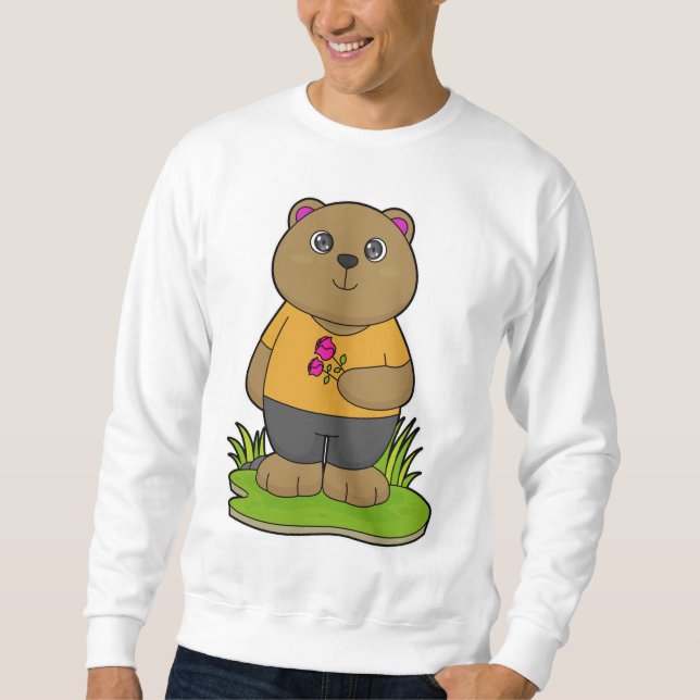 Bär mit Blume Sweatshirt (Vorderseite)